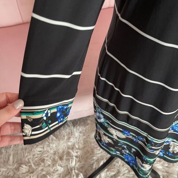 White House Black Market Stripped Dress with Florals in Size M - Picture 3 of 7